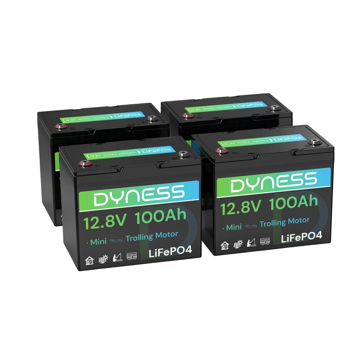 Dyness 12V 100Ah Mini LiFePO4 Battery 2 Pack Group 24, 12 Volt Deep Cycle Lithium Battery with 100A BMS, Low-Temp Protection & 10 Years Lifespan for RV, Boat, Trolling Motor, Solar Off-Grid