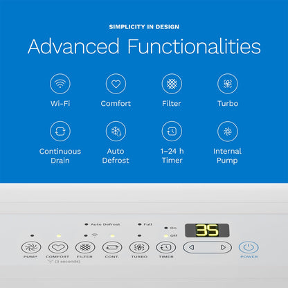 hOmeLabs Dehumidifier 7,500 Sq Ft 50 Pint with Pump 120 Pint 95°F, 90% RH