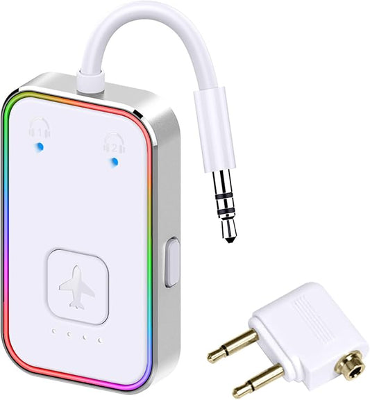 Beeitzie Bluetooth Transmitter for Airplane,Bluetooth V5.4 Transmitter for 2 Airpods/Headphones Dual Pairs.Wireless Transmitter for in-Flight/TV/Gym,with AptX LL,Metal Frame