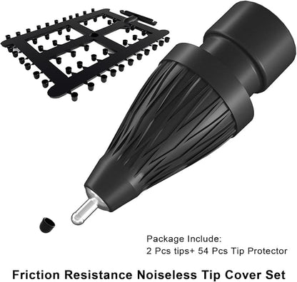 Upgraded Pencil Tips fits for Apple 2nd 1st Gen USB-C iPad Pro Pencil,No Wear Out Fine Point Apple Pen Tip &Noiseless Friction Nib Covers Set, Make iPencil 1 / Pencil 2 Work Like a Charm,Black