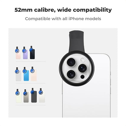 K&F Concept 52mm Clip-on CPL Phone Camera Lens Filter Kit, Circular Polarizer Polarizing Filter Compatible with iPhone 15 14 13 12 11
