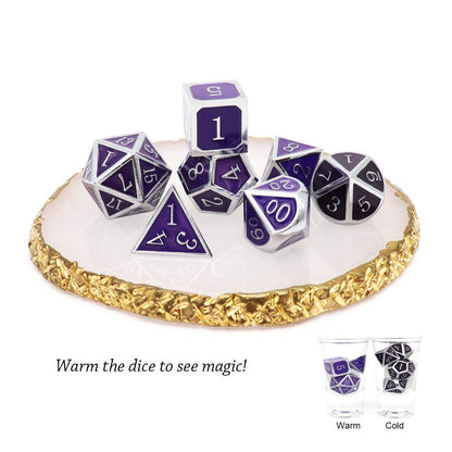 Haxtec Metal DND Dice Set, 7 Pcs Color Changing Polyhedral Dice for RPG