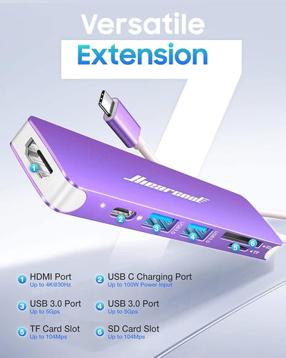 Hiearcool USB C Hub for MacBook Pro M2, USB-C Adapter for Mac-Book Air M1, USBC to HDMI Multi-Port Dongle 7 in 1 Type-C Dock for Mac Book Thunderbolt 3 4 Laptops and Other Type C Devices