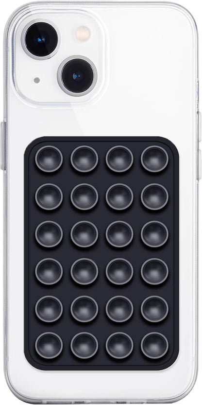 Silicone Suction Phone Case Mount, Non Slip Sticky Phone Grip for Cellphone, Silicon Adhesive Suction Cup Phone Mount, Strong Grip Holder for Selfies and Videos (Black)