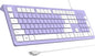 Computer Keyboard Wired, Plug Play USB Keyboard, Low Profile Chiclet Keys, Large Number Pad, Caps Indicators, Foldable Stands, Spill-Resistant, Anti-Wear Letters for PC Laptop (Purple, 1-Pack)