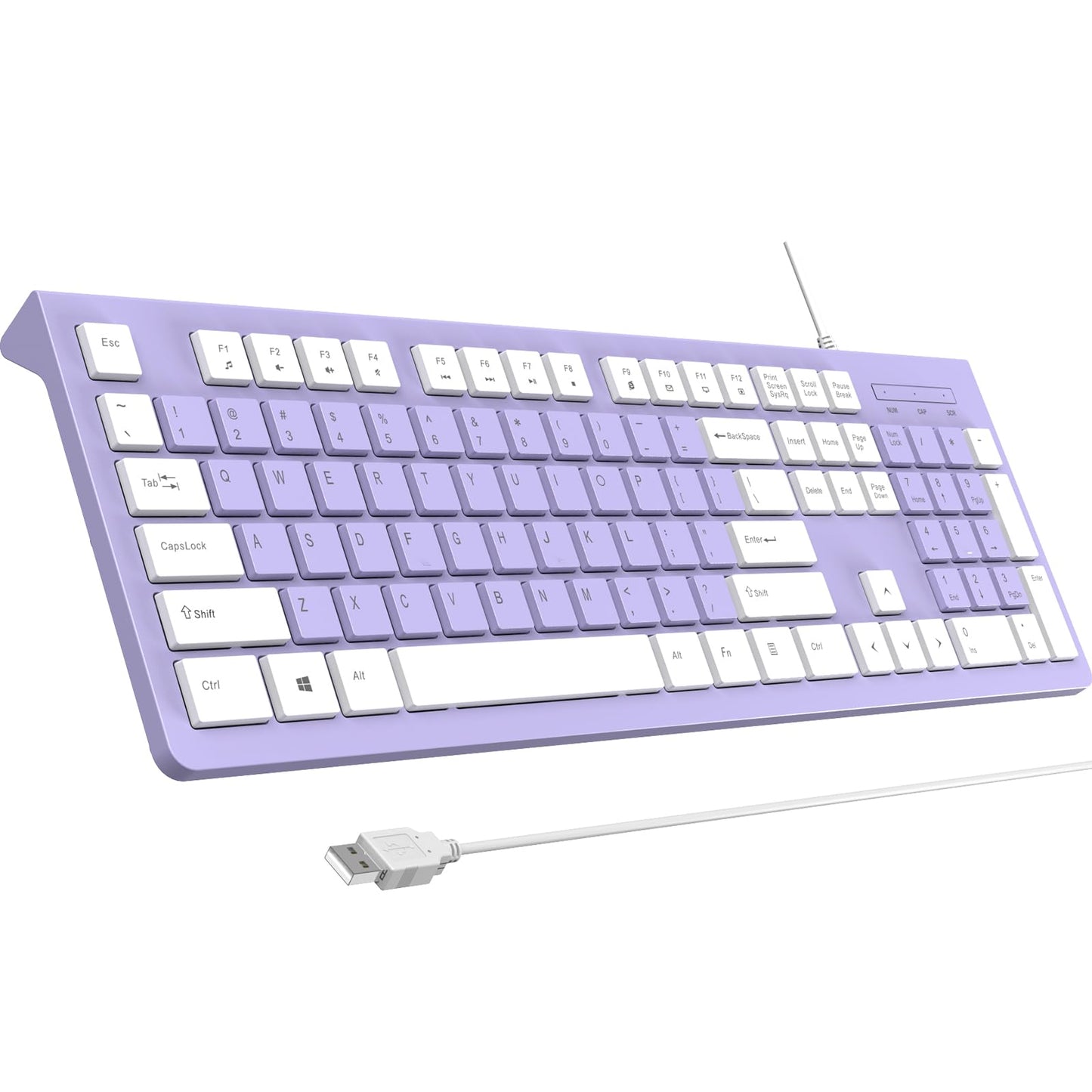 COLIKES Wired Keyboard, Ultra-Thin USB Wired Computer Keyboard, Low-Profile Keys, Spill-Resistant, Multimedia Keys, Compatible with Windows, Mac, Chrome, Linux, and Android-Purple