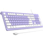 COLIKES Wired Keyboard, Ultra-Thin USB Wired Computer Keyboard, Low-Profile Keys, Spill-Resistant, Multimedia Keys, Compatible with Windows, Mac, Chrome, Linux, and Android-Purple