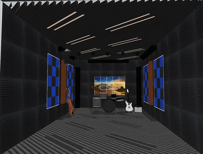96 Pack Medium Sale Acoustic Foam Soundproof Foam(Accompanied By Double-Sided Adhesive Tape) (96 Black)