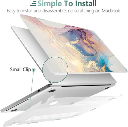 MEEgoodo Case for M4/M3/M2 MacBook Air 13.6 inch Case 2025 2024 2022, Fit Model A3240/A3113/A2681, Laptop Hard Shell with Keyboard Cover Compatible with MacBook Air 13 inch, Abtract Marble
