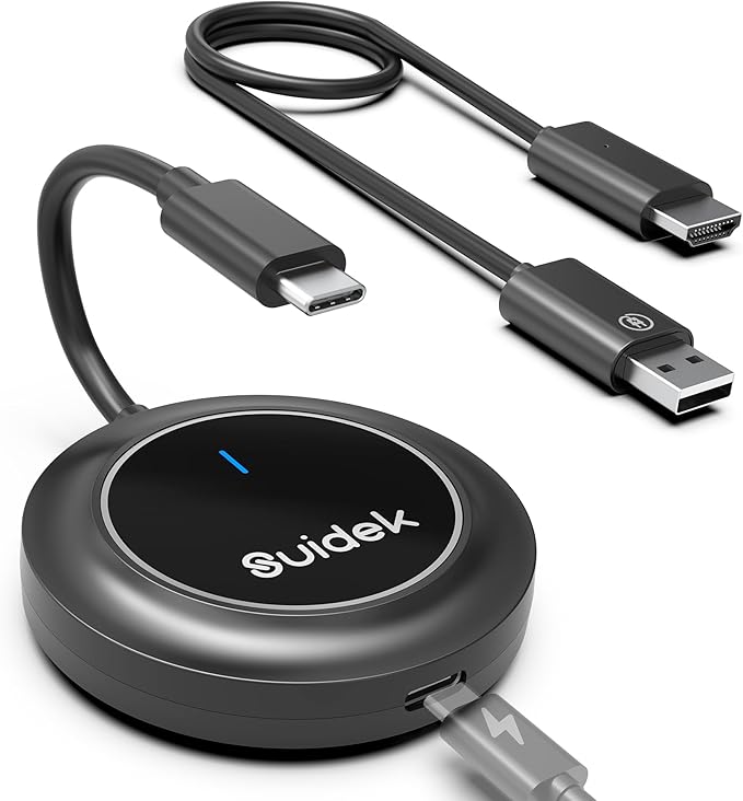 Wireless HDMI Transmitter and Receiver, USB-C to HDMI Extender with PD3.0, Wireless Display Adapter for Streaming Video from Phone/Laptop/Camera to Monitor/Projector, No App/Bluetooth Required