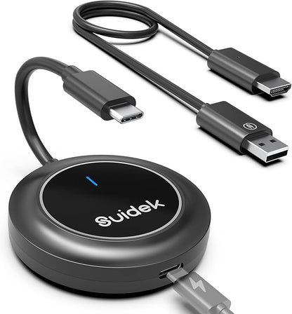 Wireless HDMI Transmitter and Receiver, USB-C to HDMI Extender with PD3.0, Wireless Display Adapter for Streaming Video from Phone/Laptop/Camera to Monitor/Projector, No App/Bluetooth Required