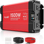 ALLWEI 1500W Pure Sine Wave Inverter 12V DC to 110V/120V AC Converter, Surge 3000W | Power Inverters Vehicles with 2 AC Outlets, RV Truck Boat Home Outdoor & Off-Grid Solar Inverter, Smart LCD Display
