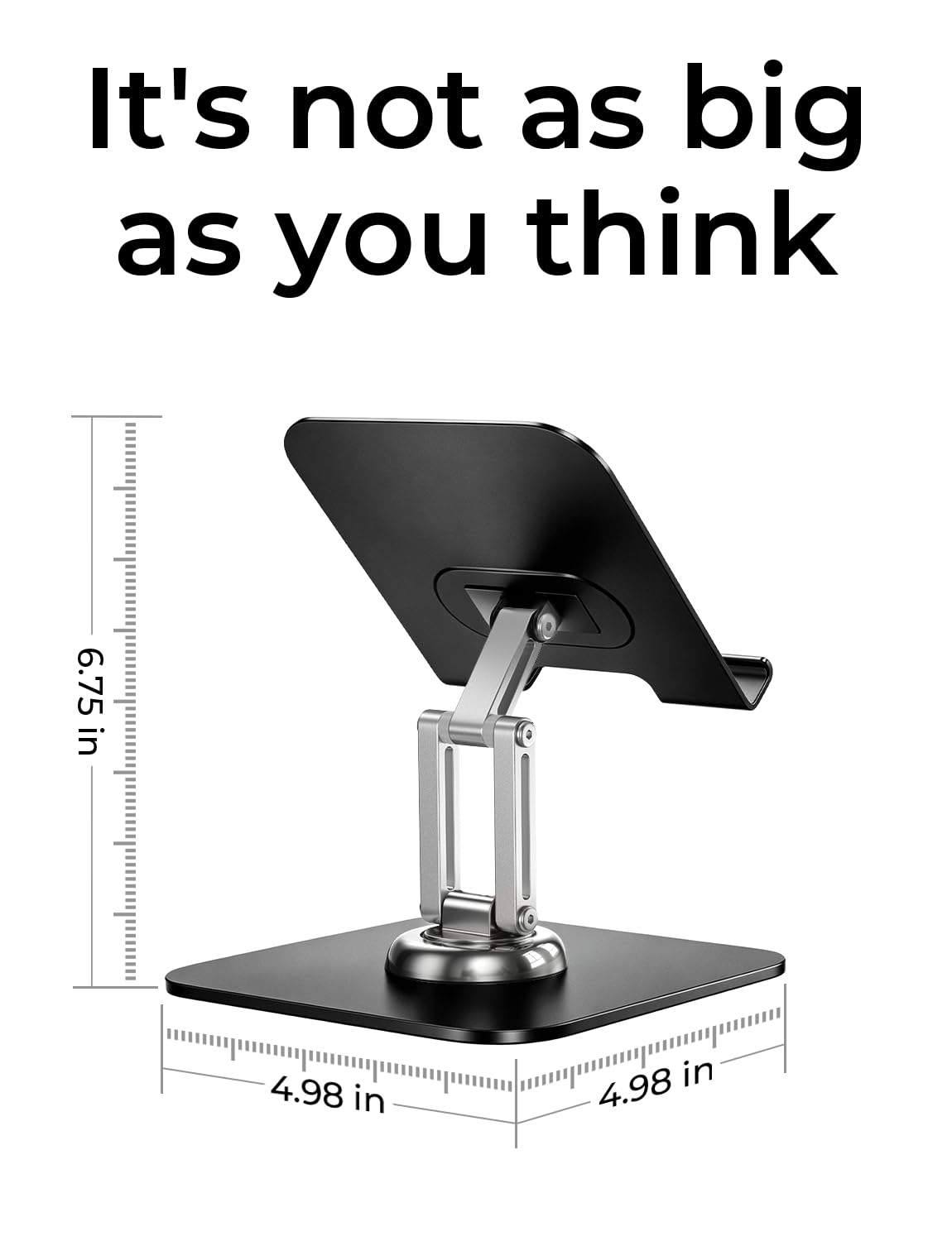 LISEN for iPad Stand Holder [All-Metal Foldable] Adjustable Tablet Stand for Desk, 2026 iPad Accessories Rotating Display Stand Office Men Gifts Kindle Tablet PS Switch iPhone 11"-4.7"