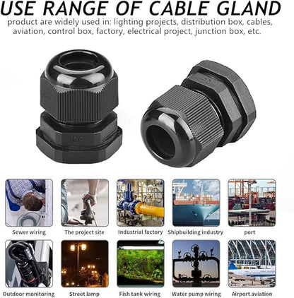 PENGLIN Cable Glands 1/4" NPT Nylon Cable Connector, Strain Relief Cord Connector, IP68 Waterproof Adjustable Locknut(1/4 Inch (20-Pack))
