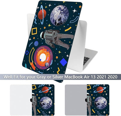 Batianda Design Case for New MacBook Air 13 Inch Model A2337 M1 A2179 A1932 2021 2020 2019 Release,3D Painted Hard Shell with Keyboard Cover & Screen Protector, Astronaut Planet