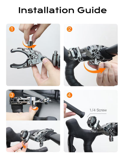 Movmax C Clamp Camera Mount for Flat Tube Road Bike, Super Clamp with 1/4"-20 Thread,E-Bike Accessories/Bicycle, Compatible with GoPro Hero13/12/11/10/ DJI Osmo 360/Action 5 Pro/4/3/Insta360 X4/X5