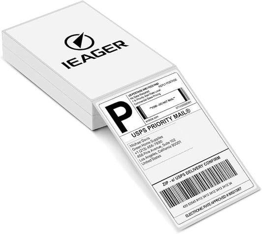 iEager 4x6 Inch Thermal Labels, White Shipping Label Stickers, Commercial+ Grade Thermal Printer Sticker, 180 Labels/Pack