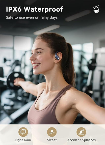 Wireless Earbuds, ANC Noise Cancelling Sport Ear Buds with Multifunctional Touch Screen, Bluetooth 5.4 Headphones, Bass Stereo Sound, 5 EQ Over The Ear Earbuds for Sports/Workout/Gym-Dark Blue