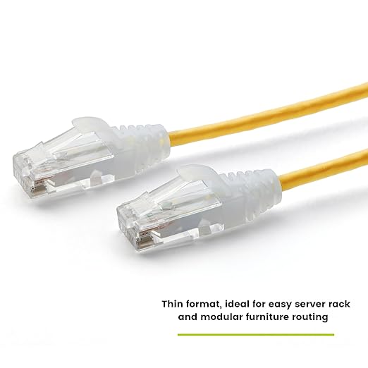 TRUECABLE Cat6 Component Rated Patch Cable, Unshielded (U/UTP), 14ft, Yellow, 28AWG Solid Copper, Snagless 10G High-Speed Ethernet Cable, PoE++ 4PPoE 100W, UL Listed, RoHS-3, 5 Pack