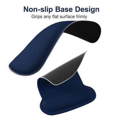 MOSISO Wrist Rest Support for Mouse Pad & Keyboard Set, Ergonomic Mousepad Non-Slip Base Home/Office Pain Relief & Easy Typing Cushion with Neoprene Cloth & Raised Memory Foam, Navy Blue