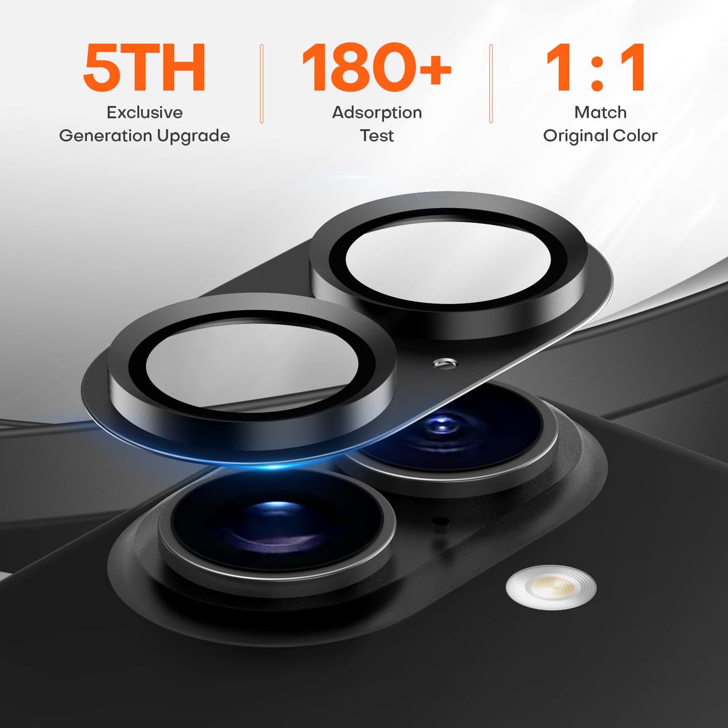 Wumigoo for iPhone 16/16 Plus/iPhone 17 Camera Lens Protector- Black
