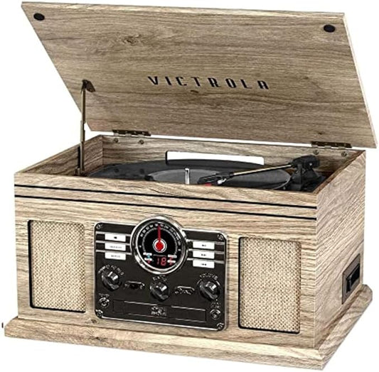 Victrola Quincy - 6-in-1 Bluetooth Record Player - Farmhouse Oatmeal