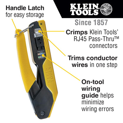 Klein Tools VDV026-813 RJ45 Ethernet Cable Tester and Crimper Kit, Pass-Thru Technology, Includes Connectors for Cat5e/CAT6 Data Applications, Pack of 50