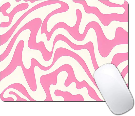 Abstract Pink Topographic Custom Mouse Pad with Non-Slip Rubber, Small Square Design for Wireless Laptop & Computer Mouse Pads for Desk, 9.5 x 7.9 inch Smooth Surface for Gaming & Office