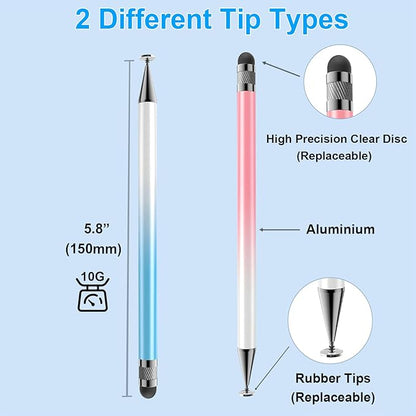 Bopomofo Stylus (5 Pcs),2-in-1 Stylus Pen for Touchscreen, High Precision and Sensitivity, Suitable for iPhone/ipad/Android Tablets, Compatible with All Touch Screens(Pink/Yellow/Green/Blue/Purple)