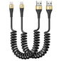 Short iPhone Charger Cable for Car, 2 Pack 3FT Coiled Lightning Cable