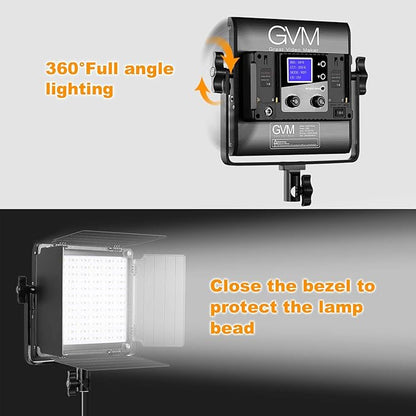 GVM RGB LED Video Light, 800D Studio Light with APP Control Lighting Kit Photography Light 1 Pack with 8 Kinds Scene Lights, 3200-5600K CRI 97 LED Panel Light for YouTube Studio, Video, Portrait