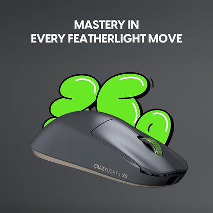 Pulsar Gaming Gears X2 Crazylight Wireless Gaming Mouse, Ultra Lightweight 1.23 oz (35g), Optical Switch, 32000 DPI, 750 IPS, XS-1 Sensor, 8k Compatible (Volt Shadow)