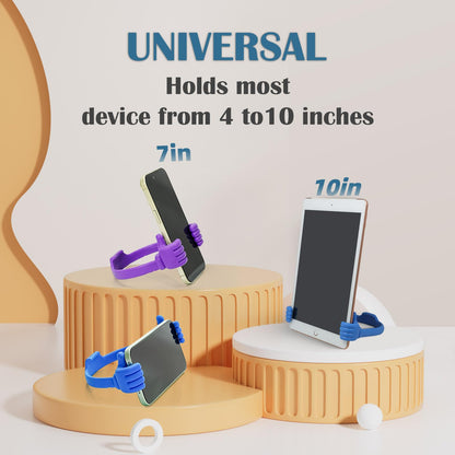 Honsky Cell Phone Stand Holder 2-Pack,Thumbs Up Lazy Phone Stand,Universal Adjustable Flexible Dock for All Phones & Tablets,Cute Perfect Valentine's Day Gifts for Him/Her,Gifts for Couples,Grey/Pink