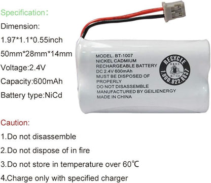 GEILIENERGY BBTY0651101 Battery Compatible with Uniden BT1007 BT-1007 BT904 BT-904 BT1015 BBTY0460001 BBTY0510001 BBTY0624001 BBTY0700001 HHR-P506, HHR-P506A Cordless Phone(4-Pack)