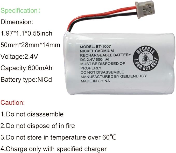 GEILIENERGY BT1007 BT-1007 BBTY0651101 Battery Compatible with BT904 BT-904 BT1015 BBTY0460001 BBTY0510001 BBTY0624001 BBTY0700001 HHR-P506, HHR-P506A Cordless Phone(2-Pack)
