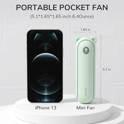 JISULIFE Handheld Fan with 4500 mAh Powerbank Max 37 Hours Runtime, Pocket Portable Battery Operated or USB Powered Folding Personal Fan, 3 Speeds, Gifts for Women Men Kids Gift for Festival-Green