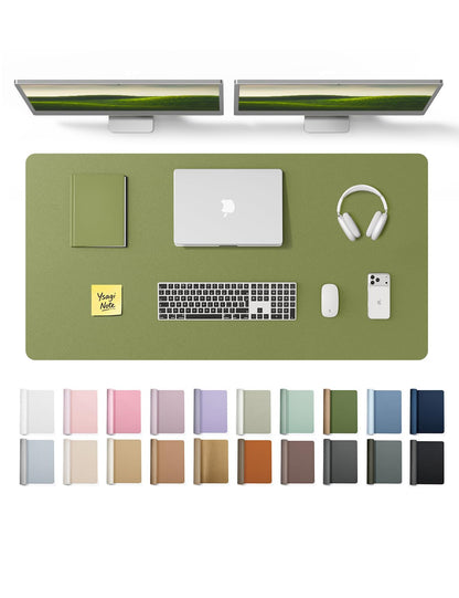 YSAGi Leather Desk Protector, Office Mat, Large Mouse Mat, Non-Slip PU Leather Blotter, Laptop Desk, Waterproof Writing Pad for Office and Home (Green, 47.2" x 23.6")