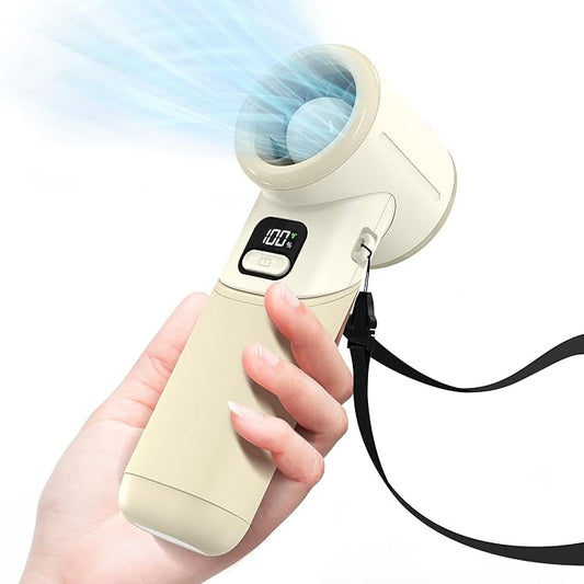 Portable Handheld Turbo Fan, 5000mAh Rechargeable Battery, Max 20Hrs Cooling, 5 Speeds Upto 11000RPM, Rotatable Design,4-IN-1 Personal Pocket Fan with Lanyard for Women Men Travel Beach Makeup Concert