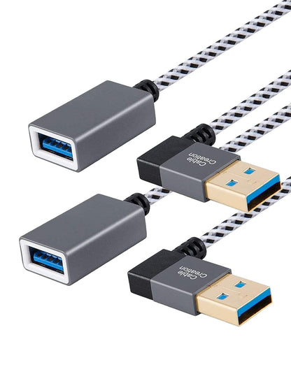CableCreation 2-Pack Short USB 3.0 Extension Cable, 1FT USB Extender Cord