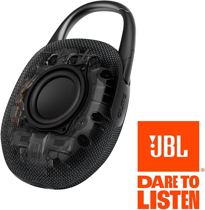 JBL Clip 5 - Ultra-Portable, Waterproof & Dustproof Bluetooth Speaker, Big Pro Sound with Punchy bass, Integrated Carabiner, Up to 12 Hours of Play, Made in Part with Recycled Materials (Sand)