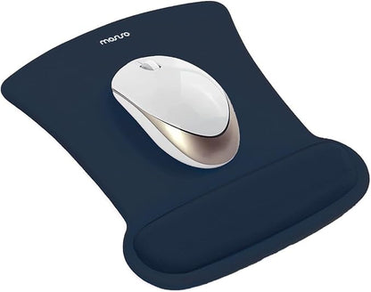 MOSISO Wrist Rest Support for Mouse Pad & Keyboard Set, Ergonomic Mousepad Non-Slip Base Home/Office Pain Relief & Easy Typing Cushion with Neoprene Cloth & Raised Memory Foam, Haze Blue