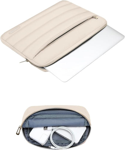 MOSISO 17-17.3 inch Laptop Case, 17.3 inch Puffy Laptop Sleeve Compatible with Dell XPS/HP Pavilion/Ideapad/Acer/Alienware/HP Omen Notebook Computer, Polyester Horizontal Bag with Small Case, Sand