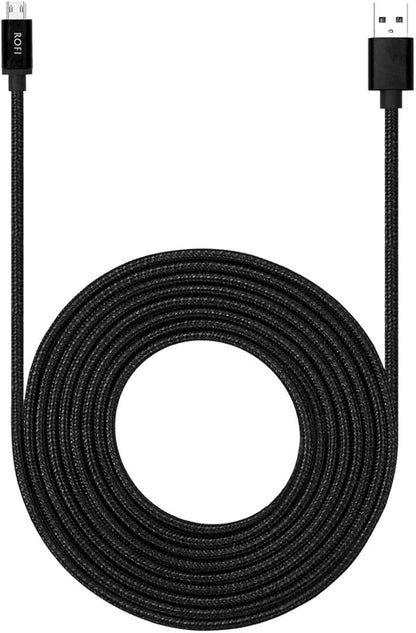 RoFI Micro USB Cable 15ft with 3A Fast Charging, Extra Long and Extremely Durable Nylon Braided Charger Cord for Galaxy S7/S6/J8/J7 Note 5,Kindle,LG,PS4,Camera,Xbox One and More (Black)