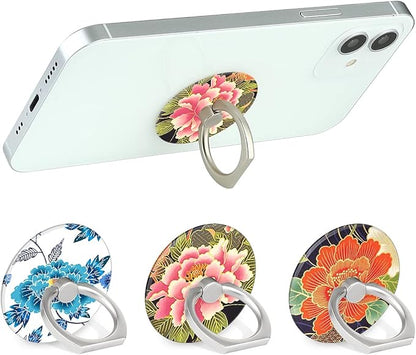 Bonoma Phone Ring Holder, 3 Pack Universal Finger Ring Stand Grip Kickstand Ring for All Smartphones (Flowers)