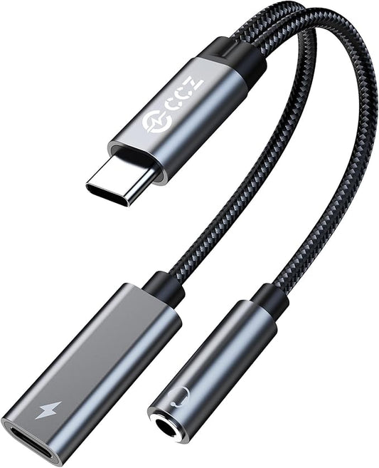 USB C Splitter for KZ ZS10 PRO, CCZ CA01 USB C to 3.5mm Audio Headphone and Charger Adapter, Type C Headphone Splitter 1 in 2 Out, IEM Cable DAC Dongle for Samsung Galaxy S25/S24/S23/S22 (USBC-3.5MM)