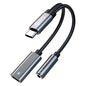 USB C Splitter for KZ ZS10 PRO, CCZ CA01 USB C to 3.5mm Audio Headphone and Charger Adapter, Type C Headphone Splitter 1 in 2 Out, IEM Cable DAC Dongle for Samsung Galaxy S25/S24/S23/S22 (USBC-3.5MM)