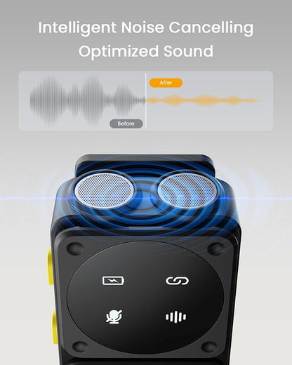 PQRQP Microphone for iPhone/iPad/Android, Mini Microphone with Noise Cancellation, 164ft Transmission, 80H Battery Life with Charging Case, Clip-On Wireless Microphones for YouTube, TikTok, Recording