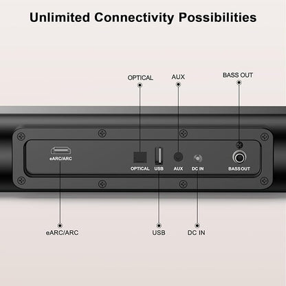 Hiwill 2.1CH Dolby Atmos Soundbar with Subwoofer, 200W Peak Power, Home Theater Sound Bar for Smart TV, Adjustable Treble and Bass, Clear Dialogue, HDMI eARC/ARC/Opt/BT/AUX, HiElite A21