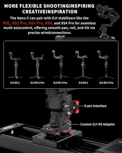 IFOOTAGE Shark Slider Nano II 660,Motorized Camera Slider,Compatible with DJI RS2, RS2Pro, RS3 Pro, RS4, RS4 Pro,Video Stabilizer Rail,Video,Timelapse,Panorama,Stop Motion,Marco,Max.Payload 15.4lbs