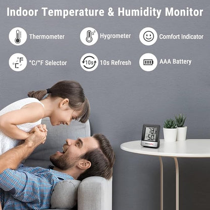 ThermoPro TP49 Digital Hygrometer Indoor Thermometer Humidity Meter Room Thermometer with Temperature and Humidity Monitor Mini Hygrometer Thermometer